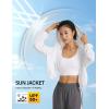 imageFlygo Womens UPF 50 Sun Protection Cropped Athletic Jackets Zip Up Hoodie Running Workout Shirts Outdoor JacketWhite