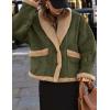 imageFlygo Womens Winter Faux Suede Jacket Sherpa Lined Jacket Button Down Lapel Fleece Jacket Winter Coats with PocketsGreenS