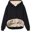 imageFlygo Womens Winter Warm Fleece Hoodie Pullover Sherpa Lined Sweatshirt with PocketsBlack