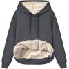 imageFlygo Womens Winter Warm Fleece Hoodie Pullover Sherpa Lined Sweatshirt with PocketsDark Grey