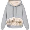 imageFlygo Womens Winter Warm Fleece Hoodie Pullover Sherpa Lined Sweatshirt with PocketsLight Grey