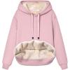 imageFlygo Womens Winter Warm Fleece Hoodie Pullover Sherpa Lined Sweatshirt with PocketsPink