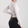 imageFlygo Womens Workout Yoga Jacket 12 Zip Long Sleeve Running Shirt With Thumb Hole White Large