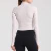 imageFlygo Womens Workout Yoga Jacket 12 Zip Long Sleeve Running Shirt With Thumb Hole White Large