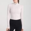 imageFlygo Womens Workout Yoga Jacket 12 Zip Long Sleeve Running Shirt With Thumb Hole White Large