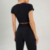 imageFlygo Workout Sets for Women 2 Piece Ribbed Seamless Crop Top High Waist Leggings Set Yoga OutfitsBlack