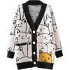 imageFlygo Cat Sweaters for Women Oversized Chunky Button Down Knit 2025 Fall Cardigan Cute Cartoon Sweater Kawaii ClothesBlack