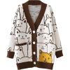imageFlygo Cat Sweaters for Women Oversized Chunky Button Down Knit 2025 Fall Cardigan Cute Cartoon Sweater Kawaii ClothesBrown