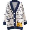 imageFlygo Cat Sweaters for Women Oversized Chunky Button Down Knit 2025 Fall Cardigan Cute Cartoon Sweater Kawaii ClothesNavy