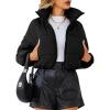 imageFlygo Cropped Puffer Jacket Womens Lightweight Long Sleeve Zip Up Winter Coats Quilted JacketsBlack