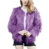 imageFlygo Faux Fur Coat Women Faux Fur Jacket Fluffy Open Front Cardigan Shaggy Short Coat Fall Winter JacketPurpleL