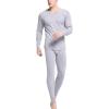imageFlygo Men Thermal Underwear Set Ultra Soft Long Johns Set Base Layer Tops and BottomsLight Hemp Grayround Neck