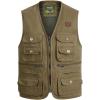 imageFlygo Mens 100 Cotton Outdoor Multiple Pockets Safari Fishing Journalist Vest Waistcoat Small Army Yellow