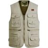 imageFlygo Mens 100 Cotton Outdoor Multiple Pockets Safari Fishing Journalist Vest Waistcoat Small CreamyWhite
