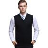 imageFlygo Mens Basic Slim Fit VNeck Pullover Sweater Vest Wool Blend Knit VestBlack