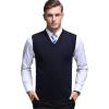 imageFlygo Mens Basic Slim Fit VNeck Pullover Sweater Vest Wool Blend Knit VestNavy