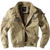 imageFlygo Mens Casual Winter Warm Thick Fleece Sherpa Lined Bomber JacketKhaki