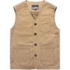 imageFlygo Mens Cotton Canvas Work Travel Vest Sleeveless JacketKhaki