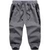 imageFlygo Mens Cotton Casual Shorts 34 Jogger Capri Pants Below Knee Cropped Pants Zipper PocketsDark Grey