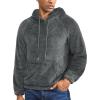 imageFlygo Mens Fuzzy Hoodie Sherpa Pullover Hoodies Casual Long Sleeve Hooded Sweatshirt Warm Fall Winter Fluffy SweaterGrey