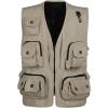 imageFlygo Mens Outdoor Work Utility Fishing Hunting Photography Travel Vest with Multiple Pockets Small Beige