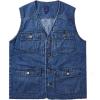 imageFlygo Mens Retro Washed Outdoor Collarless Work Safari Travel Denim Vest Sleeveless JacketBlue