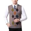 imageFlygo Mens Slim VNeck Argyle Sleeveless Pullover Sweater Knitted Business Golf Vest2 Camel