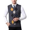 imageFlygo Mens Slim VNeck Argyle Sleeveless Pullover Sweater Knitted Business Golf Vest2 Grey