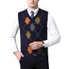 imageFlygo Mens Slim VNeck Argyle Sleeveless Pullover Sweater Knitted Business Golf Vest2 Navy