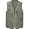 imageFlygo Mens Summer Casual Fishing Photography Vest MultiPocket Outdoor Waistcoat Jacket Medium Army Green