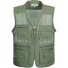 imageFlygo Mens Summer Mesh Fishing Vest Photography Work Multipockets Outdoors Journalists Vest Sleeveless Jacket Medium Army Green
