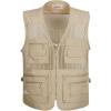 imageFlygo Mens Summer Mesh Fishing Vest Photography Work Multipockets Outdoors Journalists Vest Sleeveless Jacket XLarge Beige