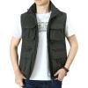 imageFlygo Mens Utility Casual Hooded Outdoor Work Fishing Travel Photo Vest Jacket with PocketsArmy Green