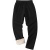 imageFlygo Mens Winter Fleece Lined Sweatepants Sherpa Lining Track Running Jogger Pants with PocketsBlack