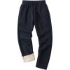 imageFlygo Mens Winter Fleece Lined Sweatepants Sherpa Lining Track Running Jogger Pants with PocketsDeepblue