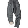 imageFlygo Mens Winter Fleece Lined Sweatepants Sherpa Lining Track Running Jogger Pants with PocketsDeepgrey