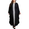 imageFlygo Muslim Abaya for Women Maxi Long Dresses Dubai Pendant Bat Sleeves Turkey African Caftan Kaftan Daily Casual One Size Black Front Lace