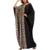 imageFlygo Muslim Abaya for Women Maxi Long Dresses Dubai Pendant Bat Sleeves Turkey African Caftan Kaftan Daily Casual One Size Black Leopard