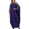 imageFlygo Muslim Abaya for Women Maxi Long Dresses Dubai Pendant Bat Sleeves Turkey African Caftan Kaftan Daily Casual One Size Navy