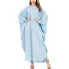 imageFlygo Muslim Abaya for Women Maxi Long Dresses Dubai Pendant Bat Sleeves Turkey African Caftan Kaftan Daily Casual One Size Sky Blue