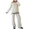 imageFlygo Sweater Sets Women 2 Piece Outfits Long Sleeve Pullover Sweater Tops Wide Leg Pants Lounge Set TracksuitsCream