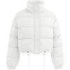 imageFlygo Women Cropped Puffer Jacket Winter Long Sleeve Quilted Puffy Bubble Padded Short Coats with DrawstringWhite