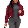 imageFlygo Women Cropped Quilted Puffer Jacket Winter Fashion Long Sleeve Bubble Short Down CoatWinered