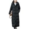 imageFlygo Women Maxi Down Coat Thickened Long Hooded Quilted Insulated Puffer Parka JacketBlack
