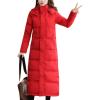 imageFlygo Women Maxi Down Coat Thickened Long Hooded Quilted Insulated Puffer Parka JacketRed