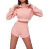 imageFlygo Women Two Piece Tracksuit Long Sleeves Sweatsuit Half Zip Crop Top Sexy Biker Shorts Jogging OutfitPinkM