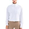 imageFlygo Womens 12 Zip Athletic Yoga Jacket Long Sleeve Active Pullover SweatshirtWhite