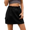 imageFlygo Womens Cargo Skirts Casual Drawstring Paper Bag High Waist Mini Skirt with PocketsBlack
