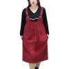 imageFlygo Womens Casual Loose Midi Long Corduroy Pinafore Overall Dress SkirtWine Red