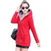 imageFlygo Womens Casual Warm Sherpa Lined Full Zip Hoodie Sweatshirt Jacket OutwearRed